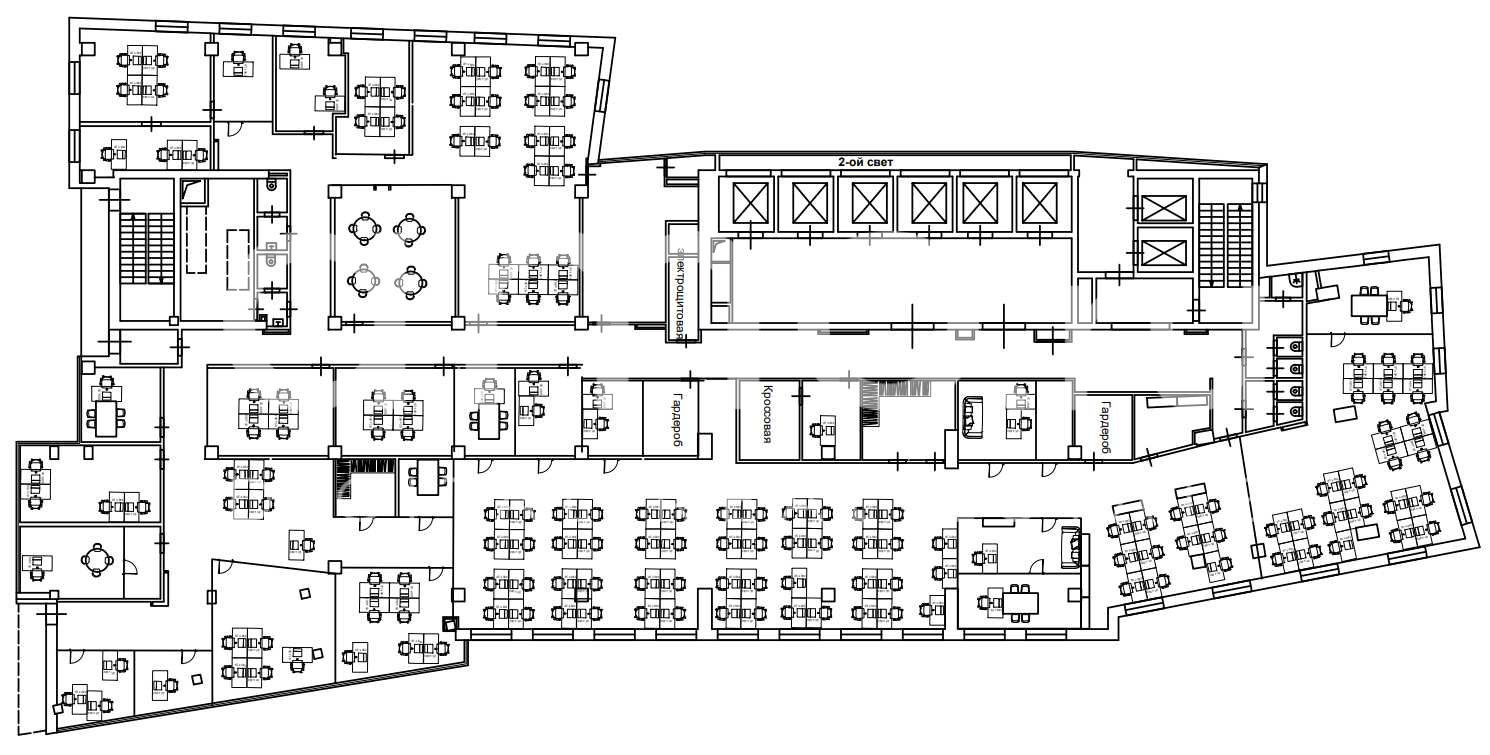 Планировка офиса 1476 м², 9 этаж, Бизнес-центр «Новосущевский»